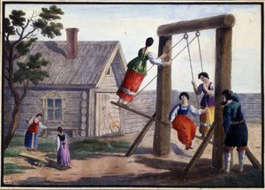 ملاهي البلد. لوحة لبيوتر الكسندروفيتش الكسندروف (1794-؟). لوحة مائية وحبر على ورق بواسطة بيوتر الكسندروفيتش الكسندروف