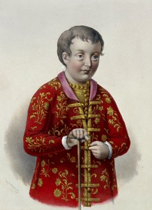 الدوق الأكبر لروسيا سيميون أليكسييفيتش (1665-1669) (تساريفيتش سيميون أليكسيفيتش من روسيا). عمل لبيوتر فيودوروفيتش بوريل (1829-1898) ، الطباعة الحجرية حوالي عام 1860. الفن الروسي في القرن التاسع عشر ، الكلاسيكية الجديدة. مكتبة الدولة الروسية ، موسكو. بواسطة Pyotr Fyodorovich Borel