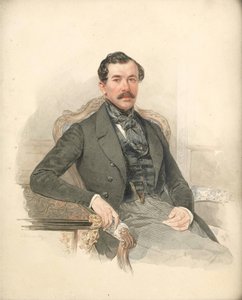 Maximilien de Leuchtenberg ، mecene et metalogiste - صورة ماكسيميليان دي بوهارنيه ، دوق ليوتشتنبرغ الثالث (1817-1852) - بيوتر فيودوروفيتش سوكولوف (1791-1848). ألوان مائية على ورق مقوى الأبعاد: 25x21 سم مجموعة خاصة