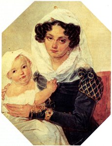صورة للكونتيسة ماريا ن.فولكونسكايا 1805-1863 مع الابن نيكولاي ، 1826 بواسطة بيوتر فيودوروفيتش سوكولوف