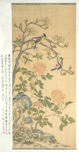 لفائف تعليق نسيج ، فترة Qianlong (1736-95) (الحرير المطلي) بواسطة اسرة تشينغ الصينية