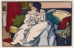 دوقة دي لانجيس تزور نائب الرئيس بيوسيان ، رسم توضيحي من "Le Pere Goriot" بواسطة Honore de Balzac ، نُشر عام 1922