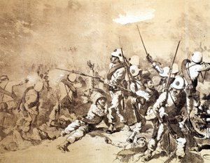 معركة Adoua بين الإيطاليين وإثيوبيا عام 1896 بواسطة Q. Cenni. sd. حوالي عام 1896.