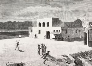 The Italian Post Office building, Massawa, Eritrea, engraving from a drawing by Quinto Cenni and a sketch by Pieragostini, from L
