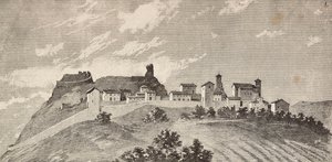 بلدة سان جيوفاني في الجليل بإيطاليا ، نقش من رسم كوينتو سيني ورسم أوليسي توبي ، من L'Illustrazione Italiana ، السنة 12 ، العدد 28 ، 12 يوليو بواسطة كوينتو سيني