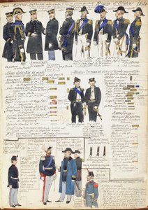 Uniforms and badges of Navy and of various forces of Kingdom of Italy by Quinto Cenni, color plate بواسطة كوينتو سيني