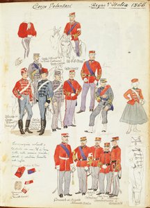 Uniforms of Army Volunteer Corp of Kingdom of Italy by Quinto Cenni, color plate بواسطة كوينتو سيني