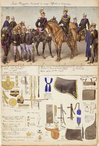 Uniforms of General Staff, aides-de-camp and officers of Kingdom of Italy, color plate by Quinto Cenni بواسطة كوينتو سيني