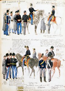 Uniforms of Grand Duchy of Tuscany in 1851, plate taken from Cenni codex, collection of military sketches drawn by Quinto Cenni (1845-1917)