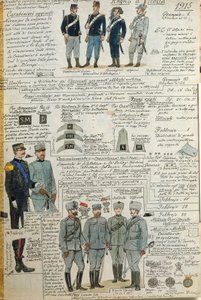 Uniforms of Italian army during World War I, by Quinto Cenni, color plate