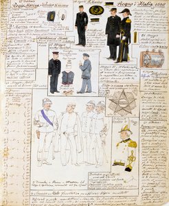 Uniforms of Kingdom of Italy in 1886, plate from Cenni Codex, collection of military sketches in watercolor بواسطة كوينتو سيني