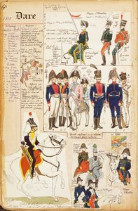 Various uniforms, by Quinto Cenni, color plate, circa 1815 بواسطة كوينتو سيني