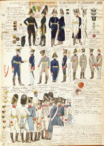 Various uniforms of Grand Duchy of Tuscany by Quinto Cenni, color plate بواسطة كوينتو سيني