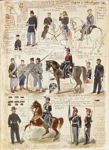 Various uniforms of Kingdom of Sardinia by Quinto Cenni, color plate بواسطة كوينتو سيني
