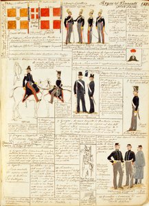 Various uniforms of Kingdom of Sardinia, color plate by Quinto Cenni بواسطة كوينتو سيني