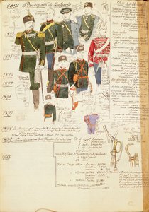 Various uniforms of Principality of Bulgaria, color plate by Quinto Cenni بواسطة كوينتو سيني