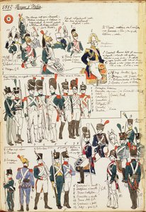 Various uniforms of the Kingdom of Italy from 1807. Color plate by Cenni Quinto بواسطة كوينتو سيني