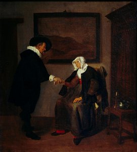 التشاور الرسم بواسطة Quiringh Gerritsz Van Brekelenkam (حوالي 1620-1668). الشمس 0.57x0.52 م