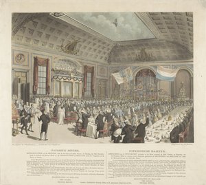 وجبة وطنية في لندن ، ١٨١٣ عشاء وطني. تمثيل الاجتماع الذي عقد في City of London Tavern ، يوم الثلاثاء ، 14 ديسمبر ، 1813 (...] / وجبة وطنية. صورة التجمع الذي عقد في الفندق المسمى City L. بواسطة توماس رولاندسون