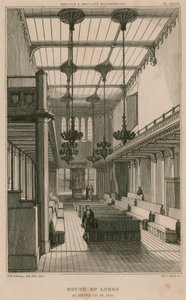 مجلس اللوردات ، وستمنستر ، لندن ، كما تم تركيبه في عام 1835