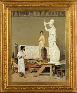فيدياس يعمل على تمثال مينيرفا 1869.
