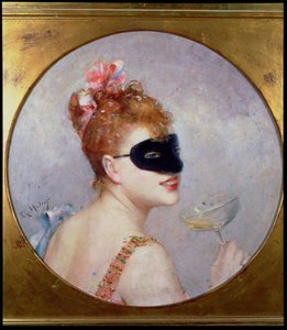 امرأة مع قناع (زيت على قماش) بواسطة Raimundo de Madrazo y Garreta