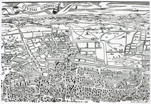 تفاصيل شمال لندن من المدينة من Civitas Londinium (طباعة خشبية)