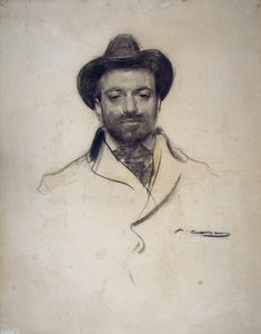 "" صورة للرسام والمصور الإسباني خوسيه ماريا سيرت (1874-1945) "" رسم بالفحم رسمه رامون كاساس (1866-1932) مجموعة خاصة 1904 بواسطة رامون كاساس