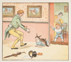 درسة طفل ملفوفة في جلد الأرنب ، من كتاب الصور Hey Diddle Diddle ، حانة 1882 (نقش ملون) بواسطة راندولف كالديكوت