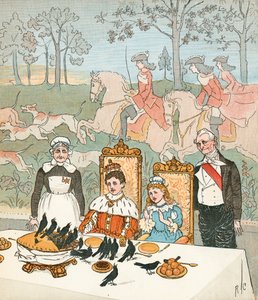 أربعة وعشرون طائرًا أسود (طباعة حجرية ملونة) بواسطة راندولف كالديكوت