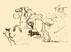 يطارد جون جيلبين الكلاب حيث كان حصانه يركض خارج نطاق السيطرة ، 1878 ، c1918. بواسطة راندولف كالديكوت