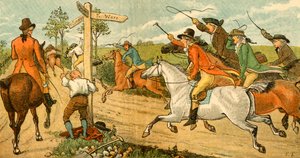 يطارد جون جيلبين على حصانه المزدحم من قبل المارة ، 1878 ، c1918. بواسطة راندولف كالديكوت