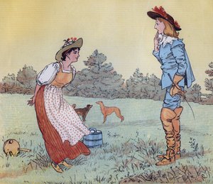ثم لا يمكنني الزواج منك يا خادمة جميلة! رسم توضيحي لراندولف كالديكوت لقافية الحضانة `` The Milkmaid 