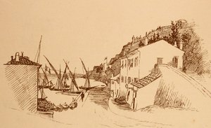 قرية صيد فرنسية محلية في جنوب فرنسا c1884 بواسطة راندولف كالديكوت