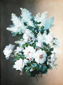 أرجواني وورود ، حوالي 1900 (غواش على ورق) بواسطة راؤول م. دي لونجبري