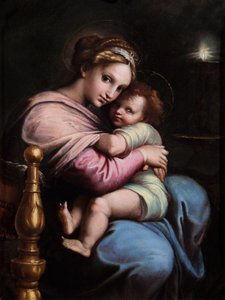 العذراء والطفل ، أوائل السابع عشر (زيت على لوح) بواسطة رافائيل (1483 1520) (بعد)