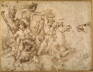 Battle of the Tritons, after Anrea Mantegna (pen & brown ink on white paper) بواسطة رافائيل