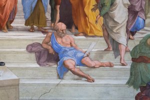 Diogenes of Sinope: تفاصيل من مدرسة أثينا في Stanza della Segnatura