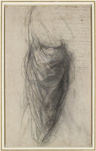 Study for the Drapery of a Man in Back View (black and white chalks with brownish-black chalk, partly stumped, on pale buff paper) بواسطة رافائيل