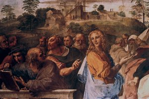 الخلاف حول القربان المقدس ، التفاصيل ، 1508-1509 بواسطة رافايللو سانزيو رافائيل
