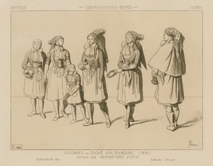 الأزياء الوطنية الألمانية - دوقية ساكس - التنبورغ (1815) بواسطة رافائيل جاكيمين