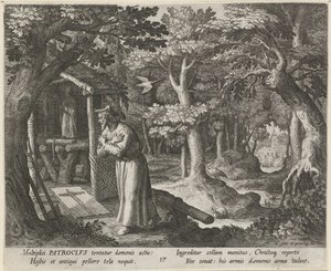 القديس باتروكلس نريس ناسكًا الحياة الفاضلة للناسك (عنوان المسلسل) Trophaeum vitae solitariae (عنوان السلسلة) بواسطة رفائيل سادلر (الأول)