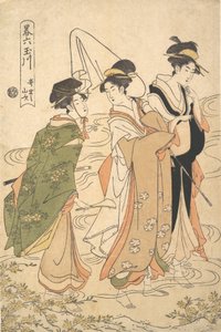 جبال الورود من Ide Ide no Yamabuki ، من سلسلة A Parodic Six Jewel Rivers Y ...، ca. 1795.