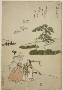 The Jewel River of Plovers في مقاطعة Mutsu (Mutsu Chidori no Tamagawa) ، من سلسلة غير معنونة من Six Jewel Rivers