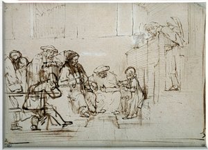 يسوع الطفل مع الأطباء الرسم بواسطة هارمنز فان راين رامبرانت (1606-1669) بواسطة رامبرانت فان راين