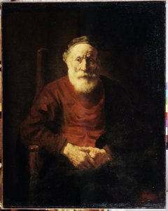 صورة لرجل عجوز باللون الأحمر. لوحة هارمنزون فان راين المعروفة باسم رامبرانت (1606-1669)