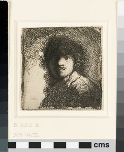 صورة شخصية عارية الرأس: تمثال نصفي ، حوالي 1629 (حفر) بواسطة رامبرانت فان راين