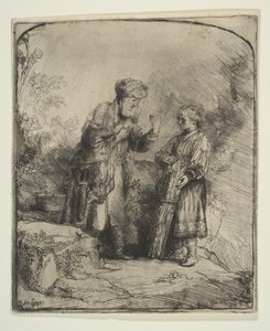 إبراهيم وإسحاق ، 1645. بواسطة رامبرانت فان راين