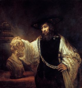 أرسطو قبل تمثال نصفي هوميروس ، 1653 بواسطة رامبرانت فان راين