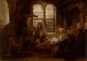 المسيح يتحدث مع مارثا وماري ، حوالي 1652 بواسطة رامبرانت فان راين